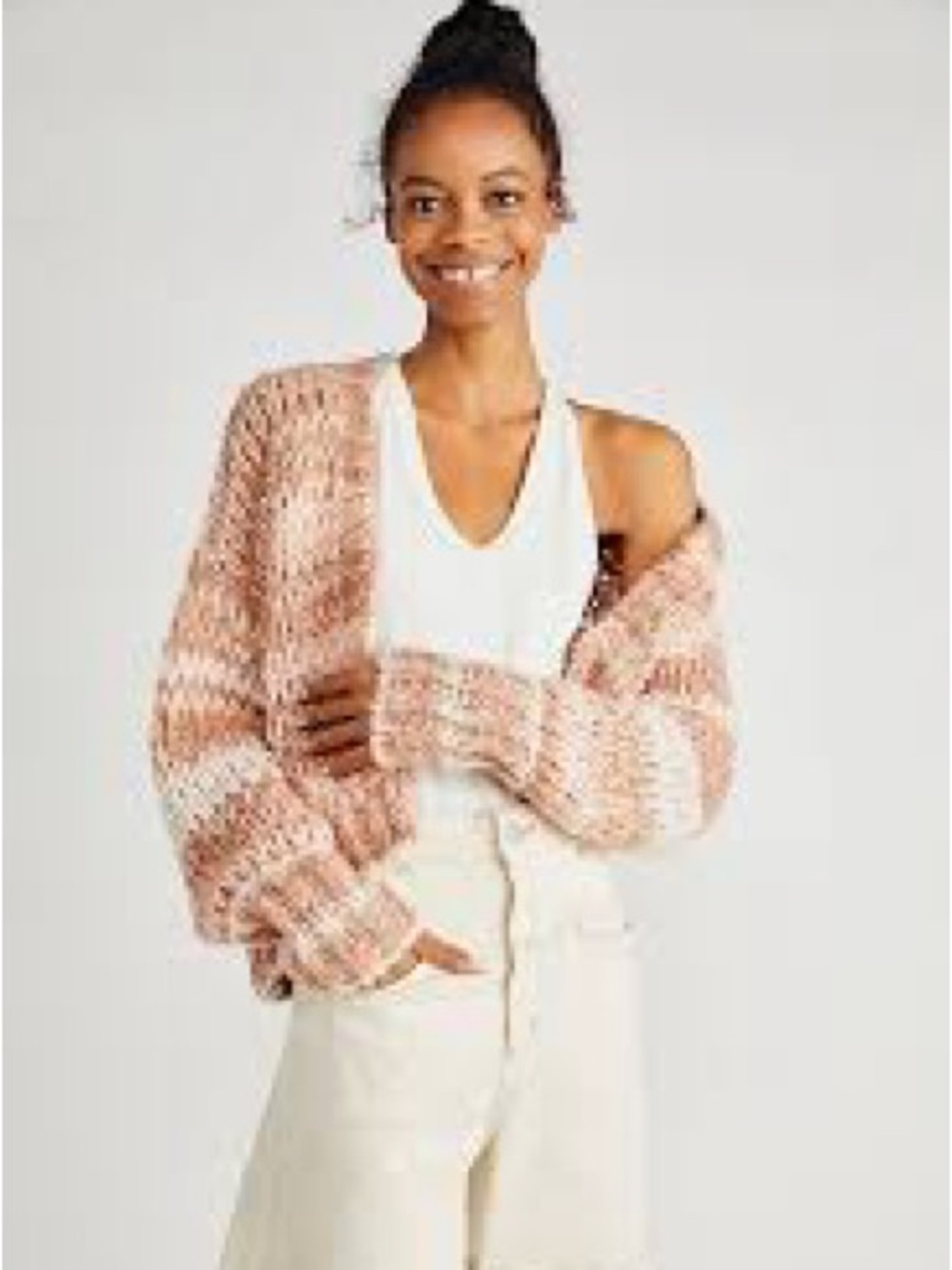 Free People Wanderer Cardi in rose latte size XS